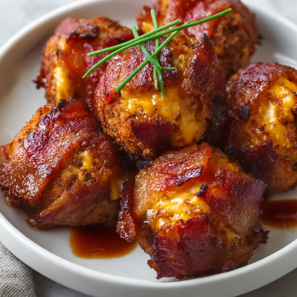 Crispy Bacon-Wrapped Cheddar Cheese-Stuffed Hot Dogs with Caramelized Onion Glaze - secondary view
